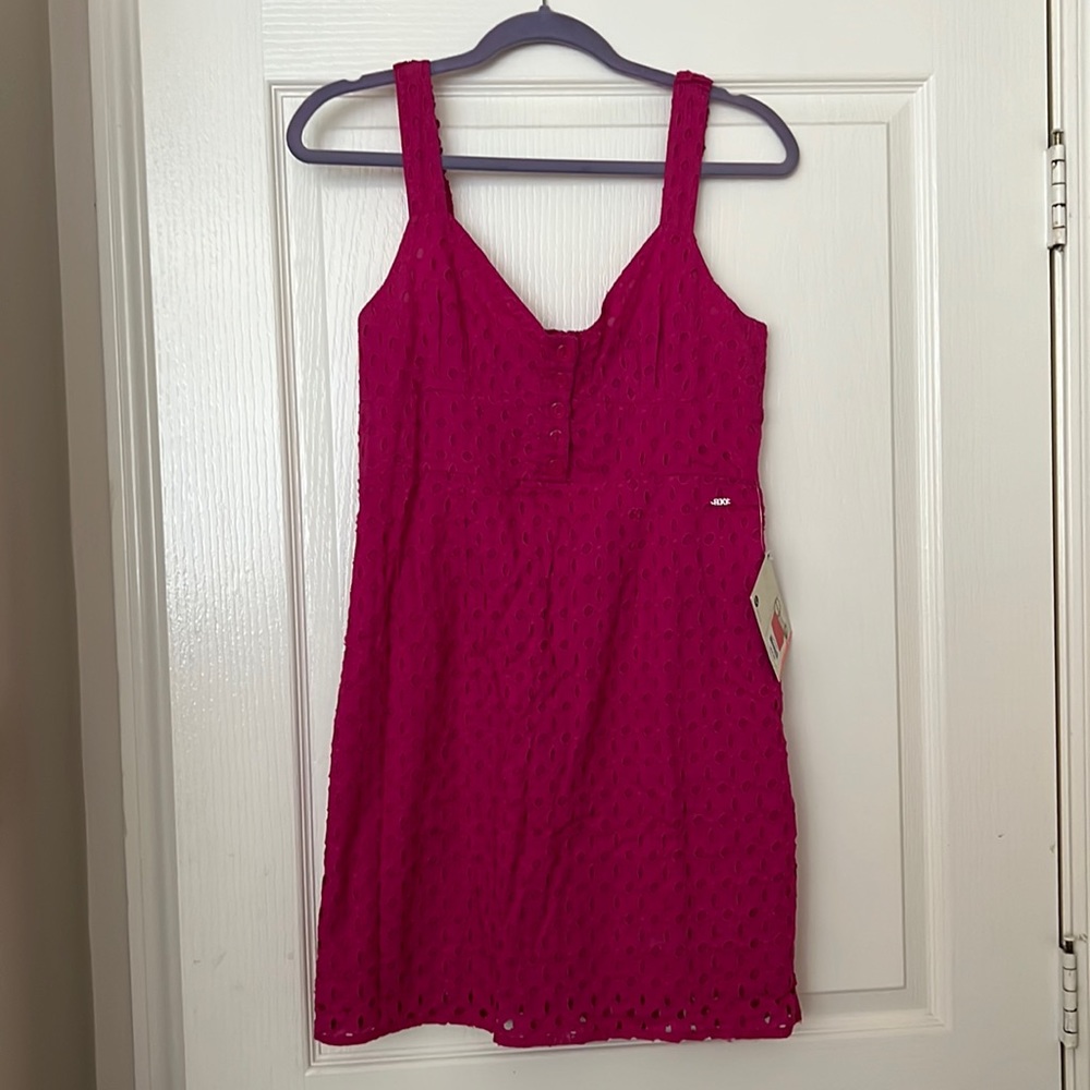 NWT Roxy Magenta Barbie Hot Pink Mini Dress Size L (junior sizing) video